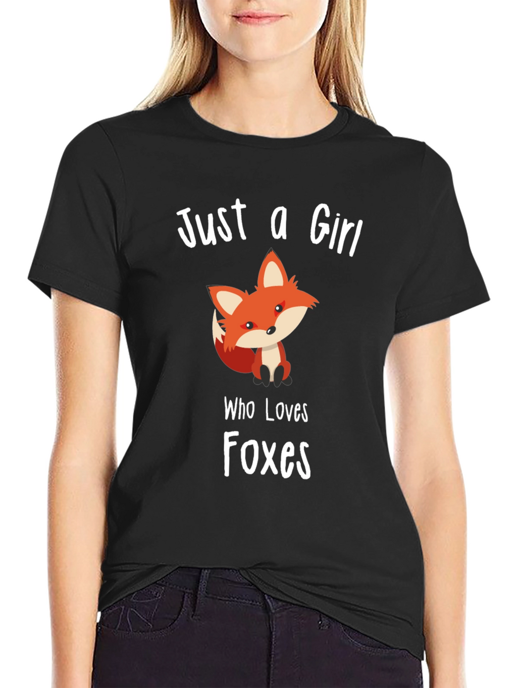 Just a Girl Who Loves Foxes Black T-Shirt