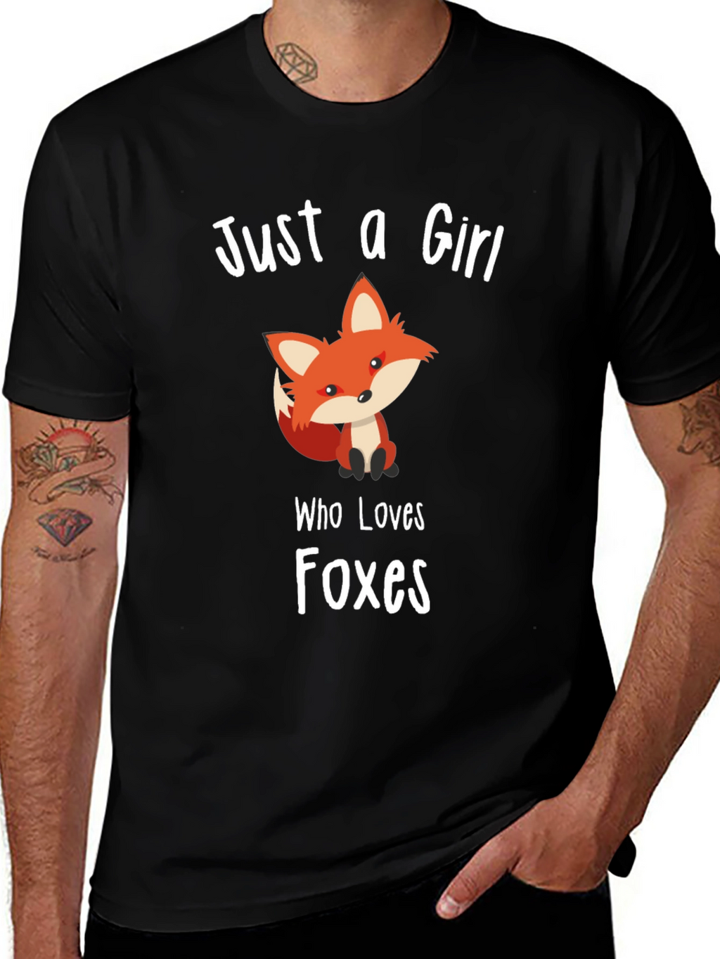 Just a Girl Who Loves Foxes Black T-Shirt