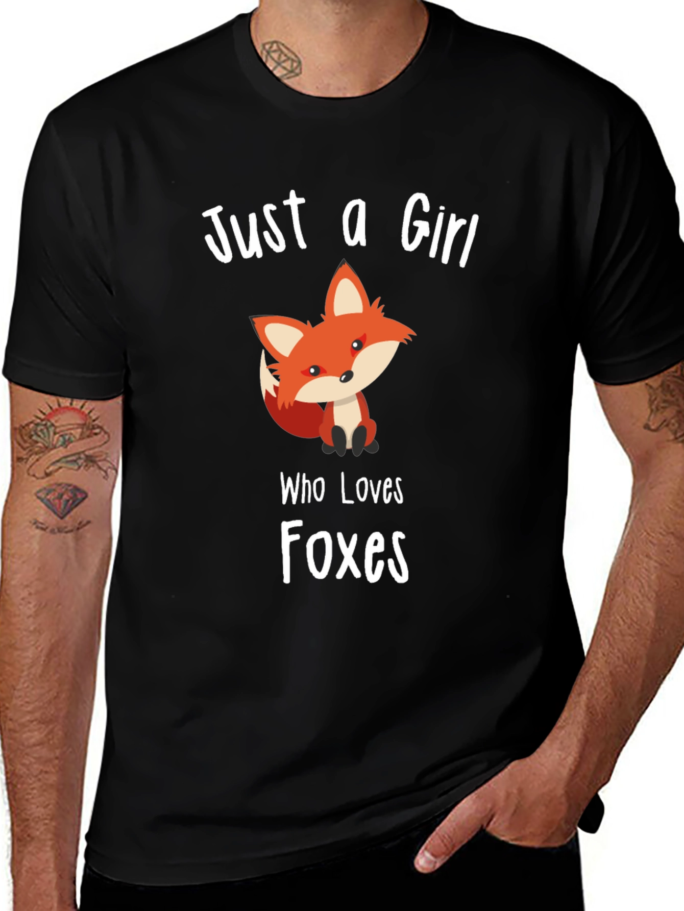 Just a Girl Who Loves Foxes Black T-Shirt