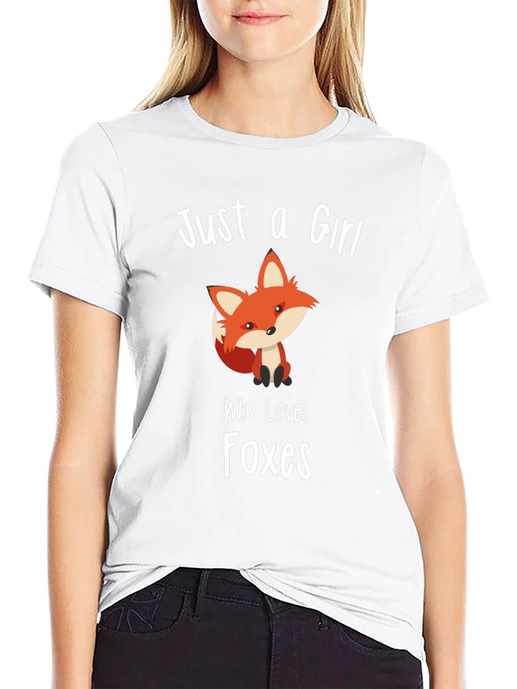 Just a Girl Who Loves Foxes Black T-Shirt