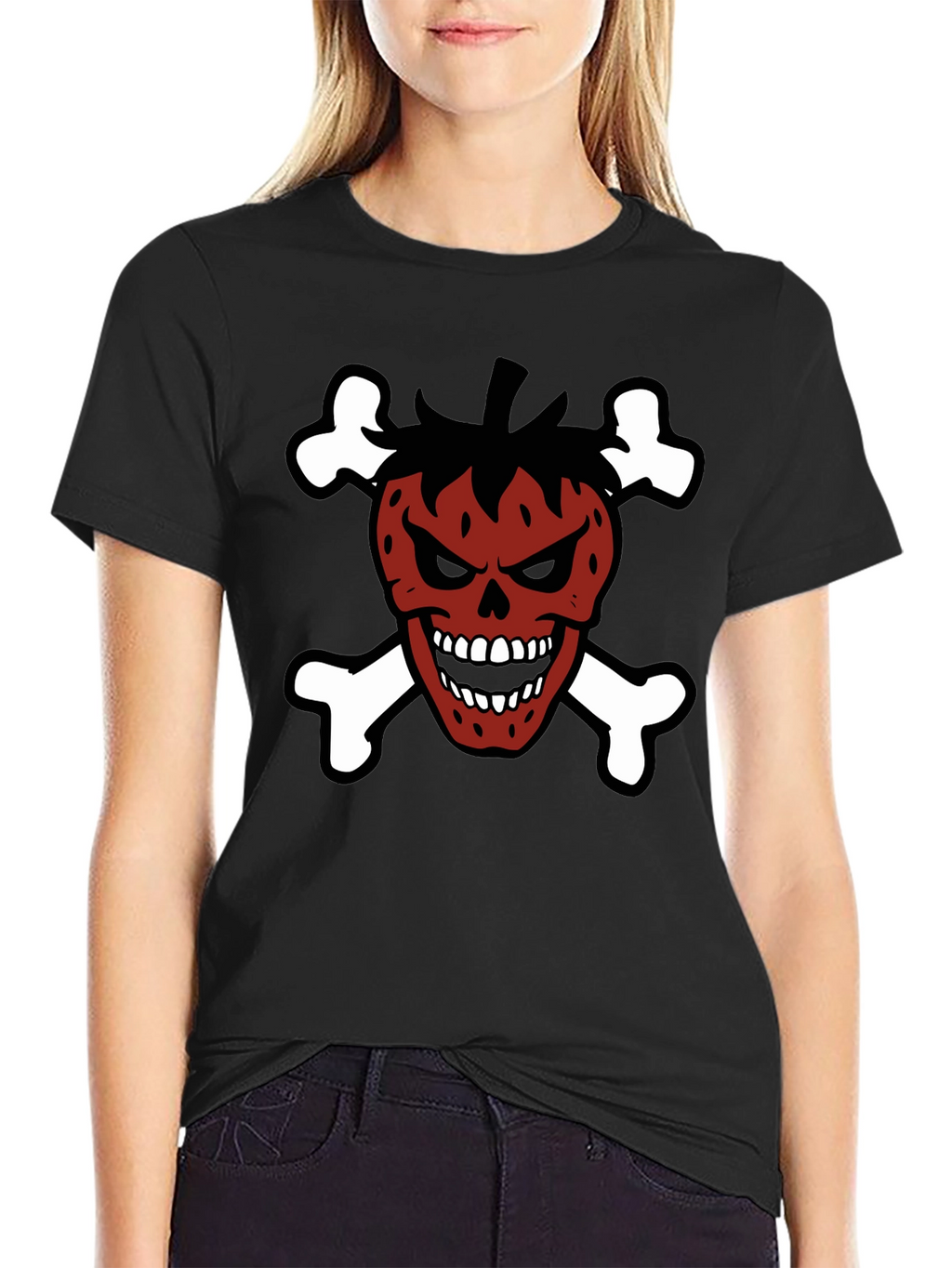 Strawberry Skull & Crossbones Graphic T-Shirt