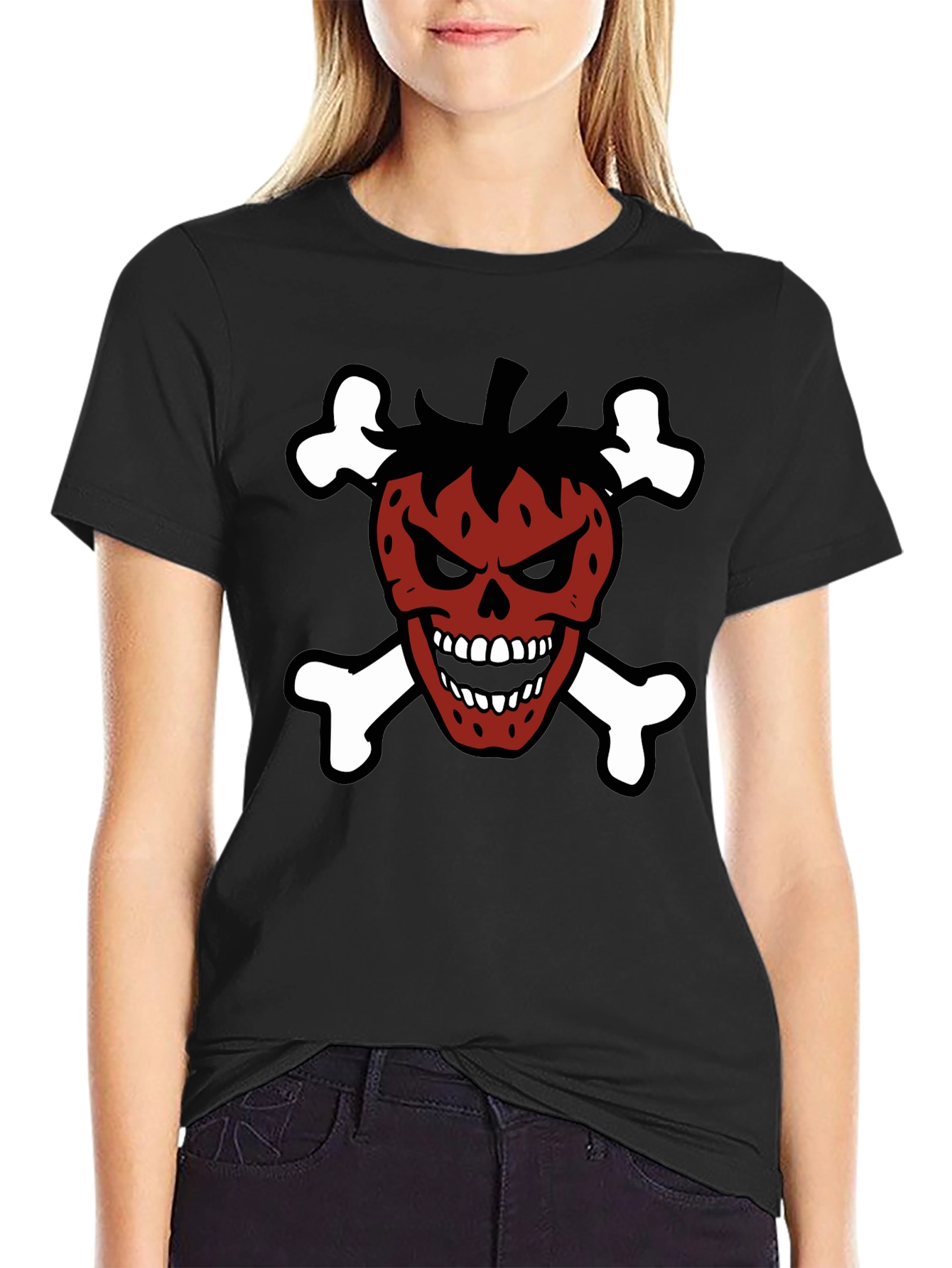 Strawberry Skull & Crossbones Graphic T-Shirt