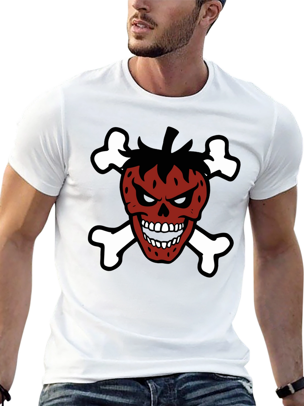 Strawberry Skull & Crossbones Graphic T-Shirt