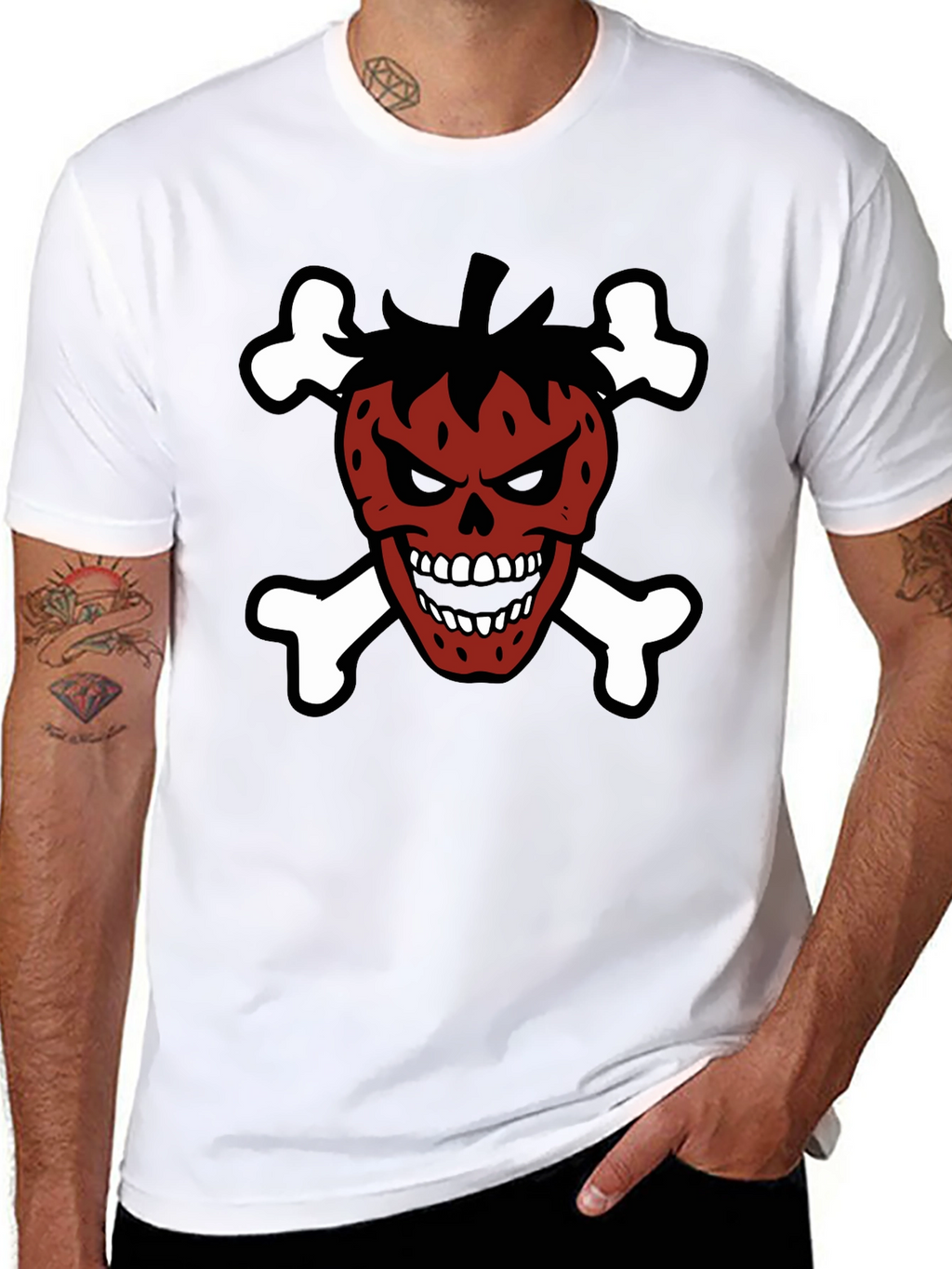 Strawberry Skull & Crossbones Graphic T-Shirt