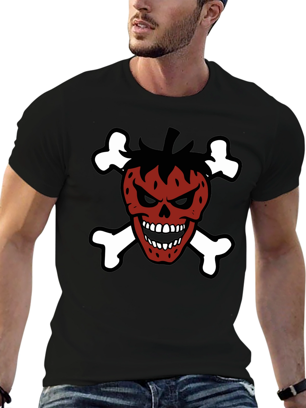 Strawberry Skull & Crossbones Graphic T-Shirt