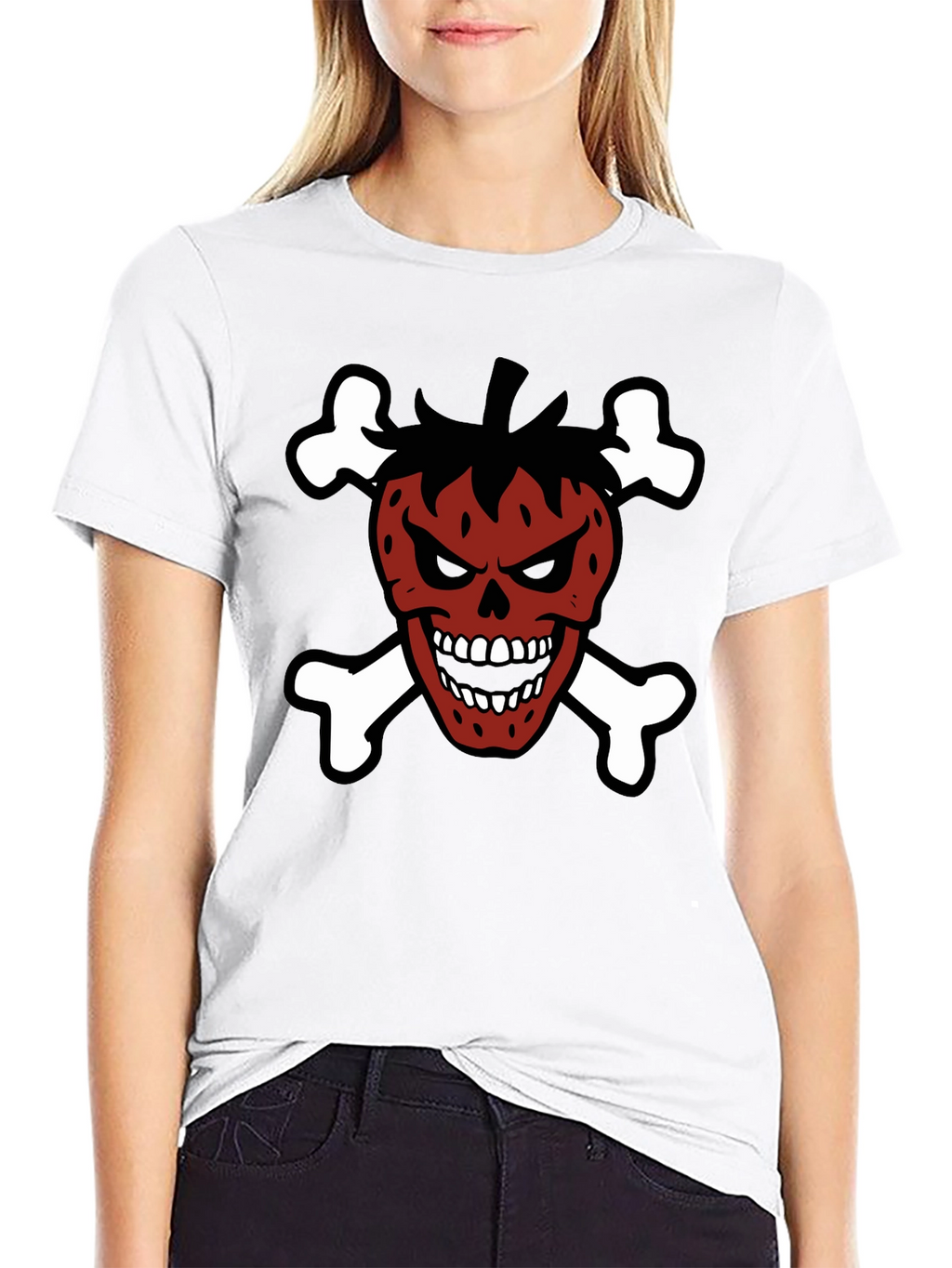 Strawberry Skull & Crossbones Graphic T-Shirt