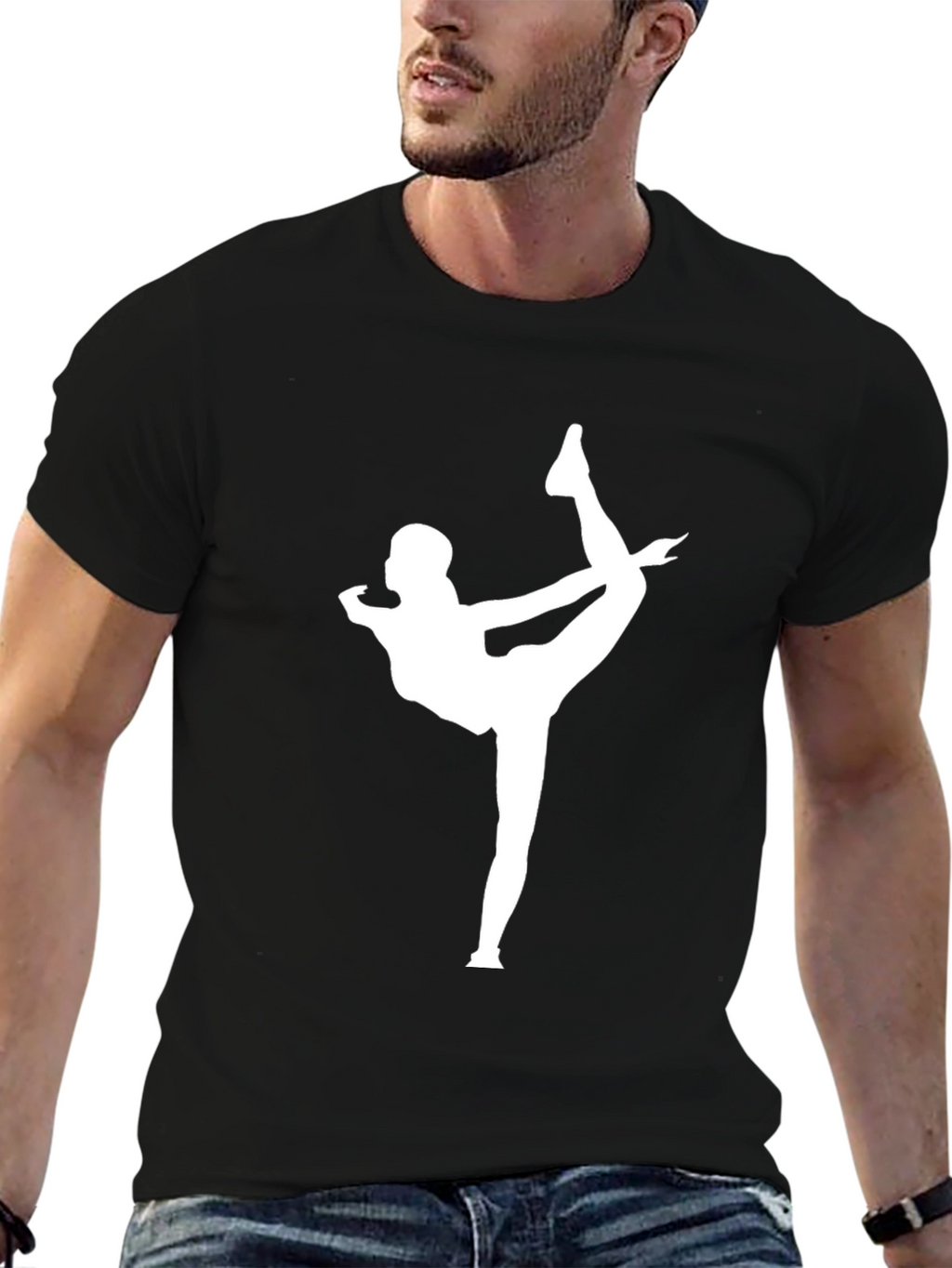 Yoga Pose Graphic Tee - Black Cotton