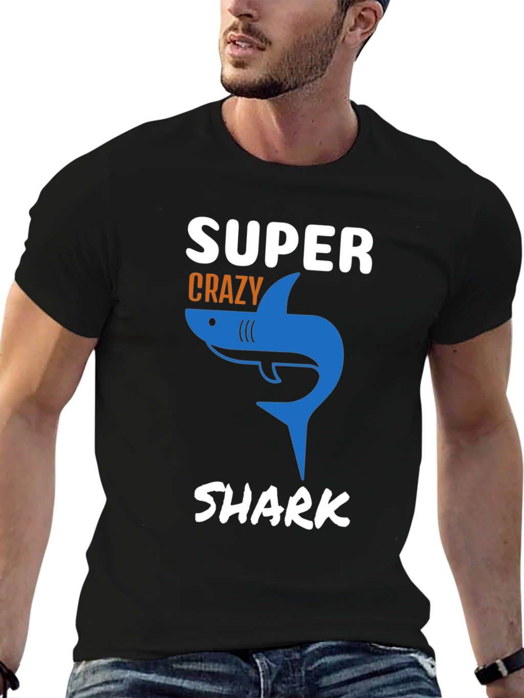 Super Crazy Shark T-Shirt - Mens Black Tee