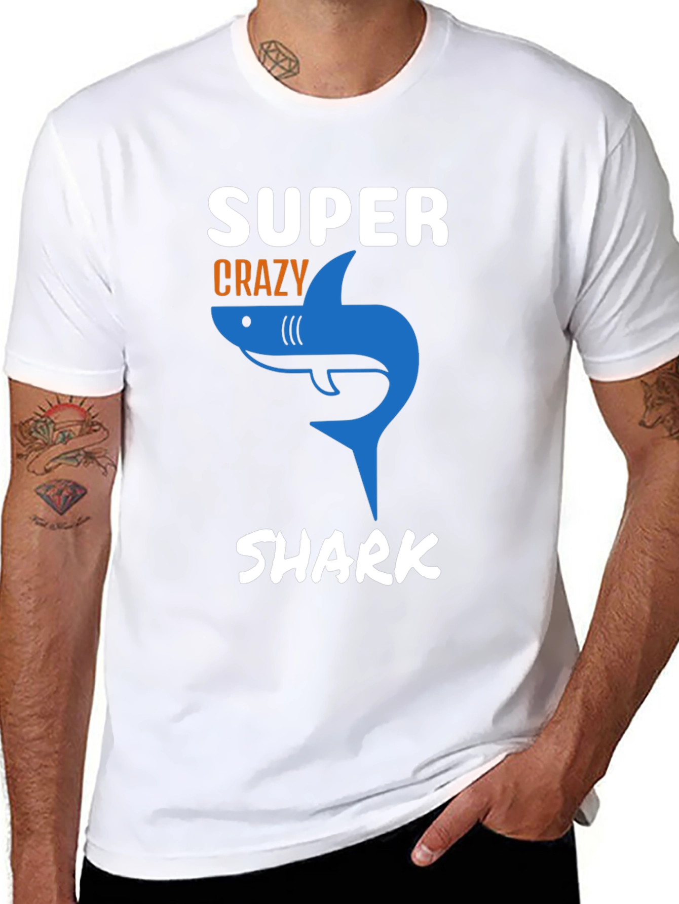Super Crazy Shark T-Shirt - Mens Black Tee