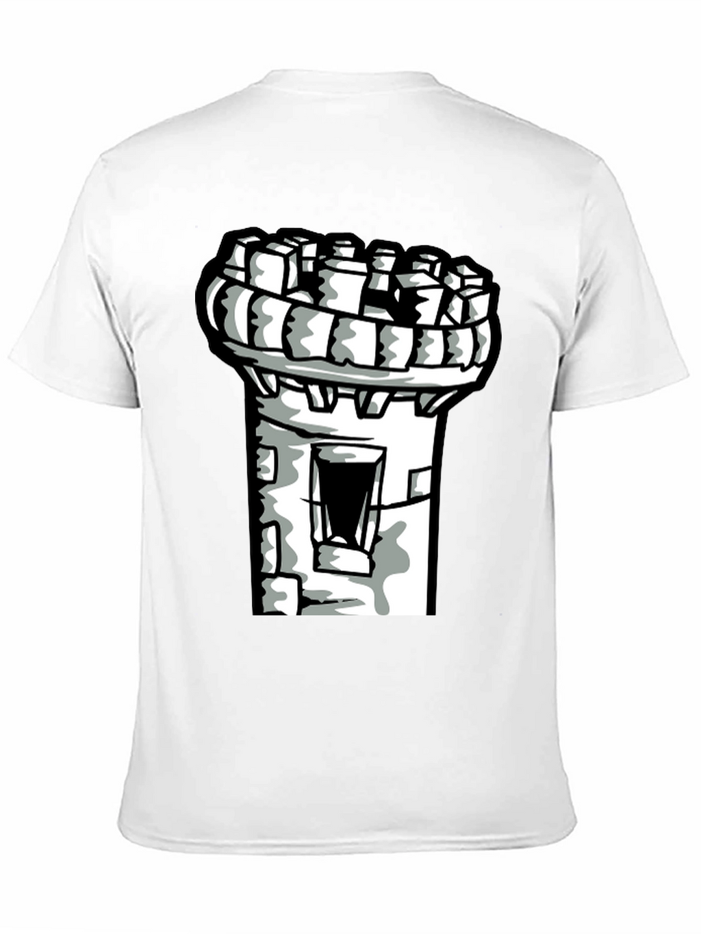 Castle Tower Graphic Tee - Black Cotton Shirt