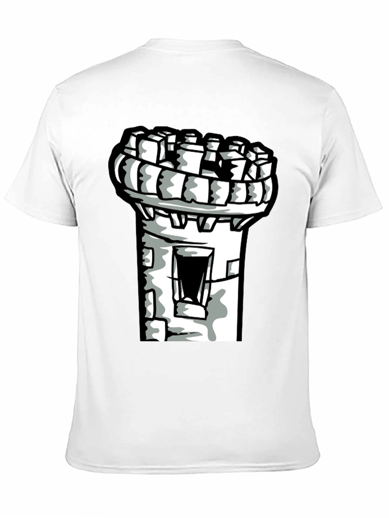 Castle Tower Graphic Tee - Black Cotton Shirt