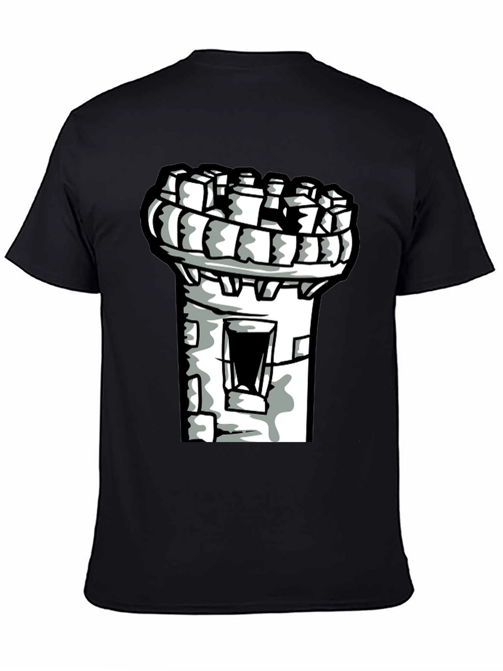 Castle Tower Graphic Tee - Black Cotton Shirt