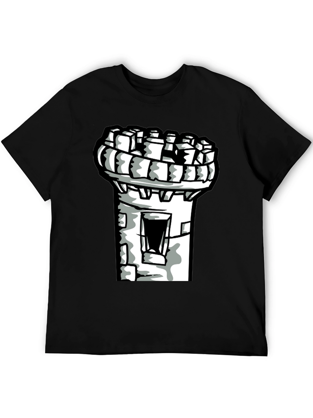 Castle Tower Graphic Tee - Black Cotton Shirt