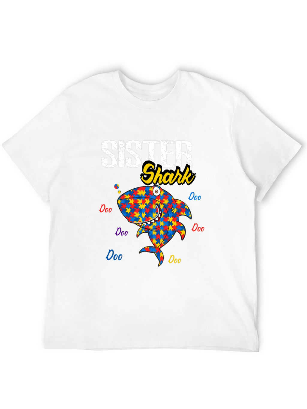 Sister Shark Autism Awareness T-Shirt