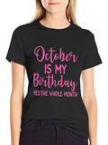 October Birthday T-Shirt - Pink Glitter Design