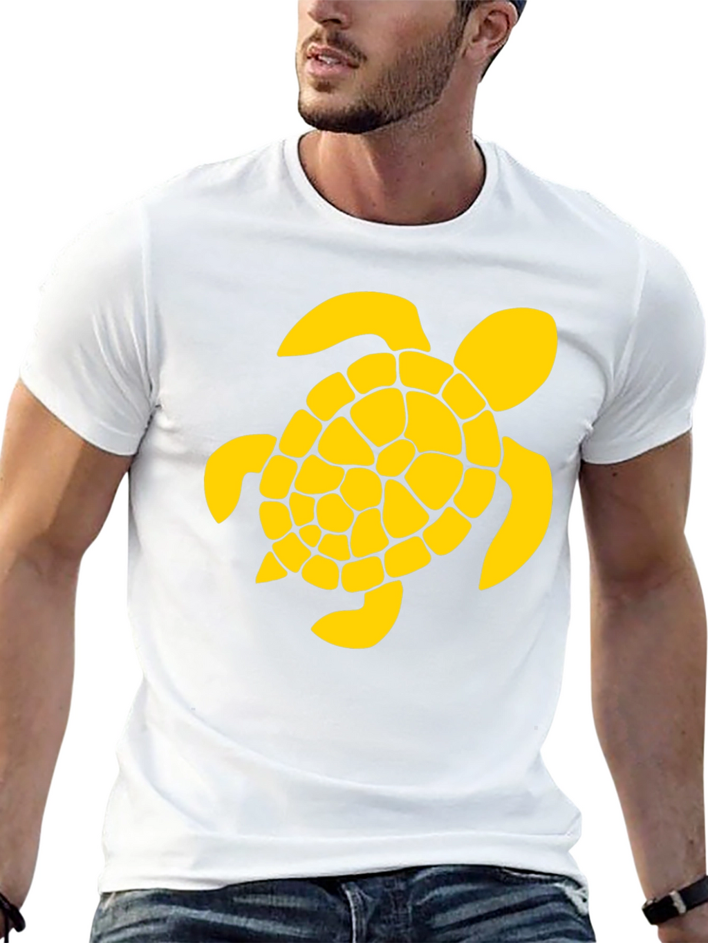 Black T-Shirt with Yellow Turtle Graphic