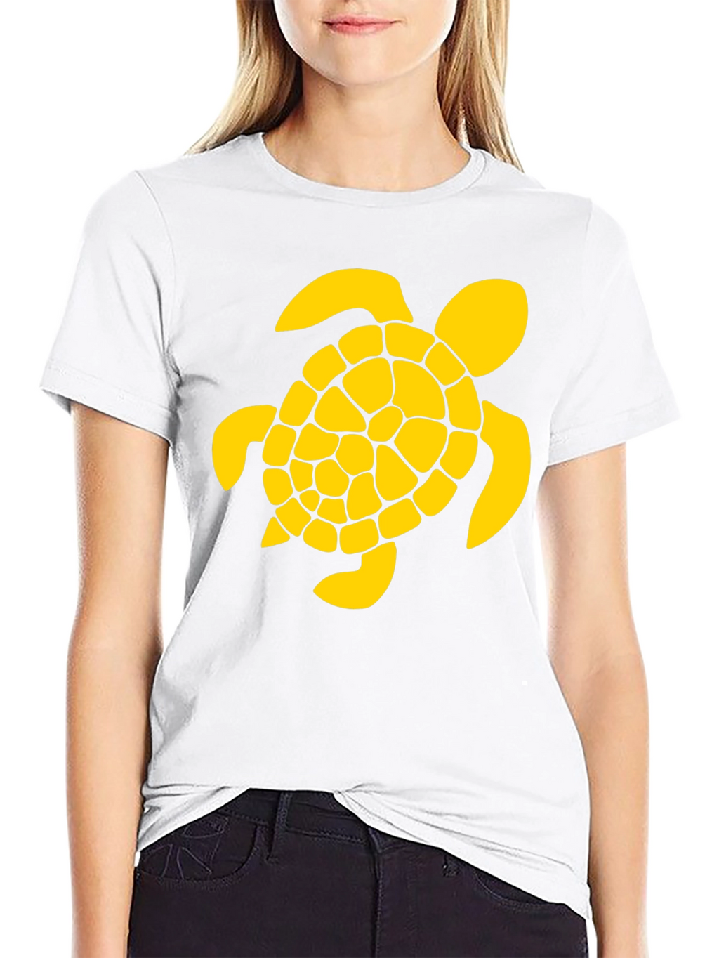 Black T-Shirt with Yellow Turtle Graphic