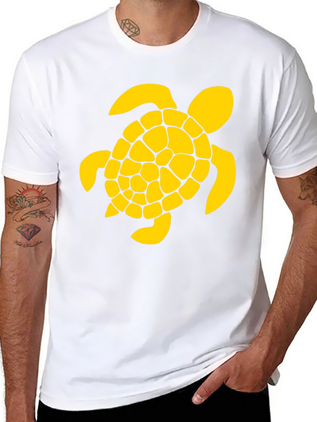 Black T-Shirt with Yellow Turtle Graphic
