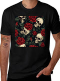 Skull & Roses Graphic Tee - Bold Edgy Style