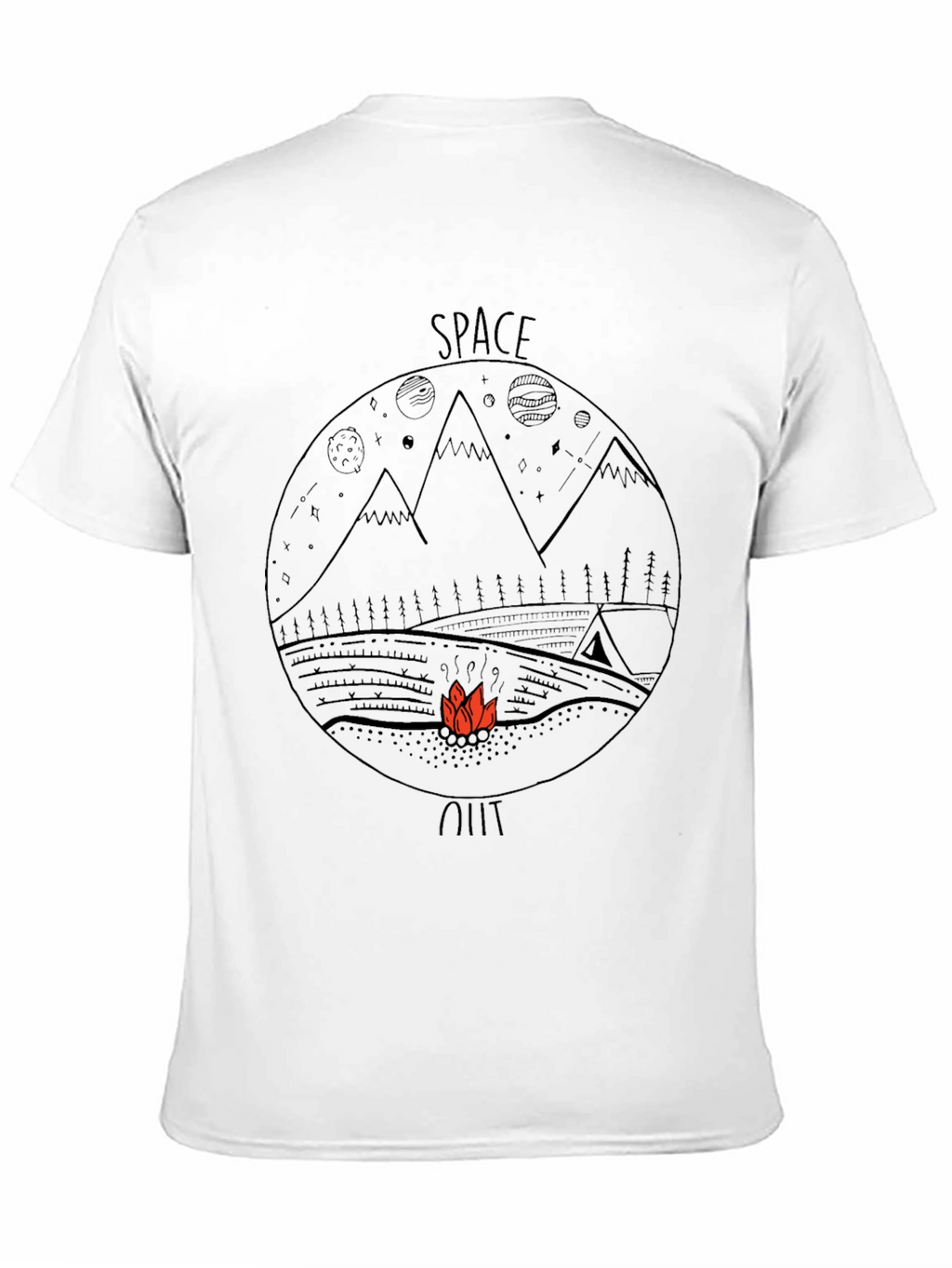 Space Out Graphic Tee - Black Cotton Casual T-Shirt