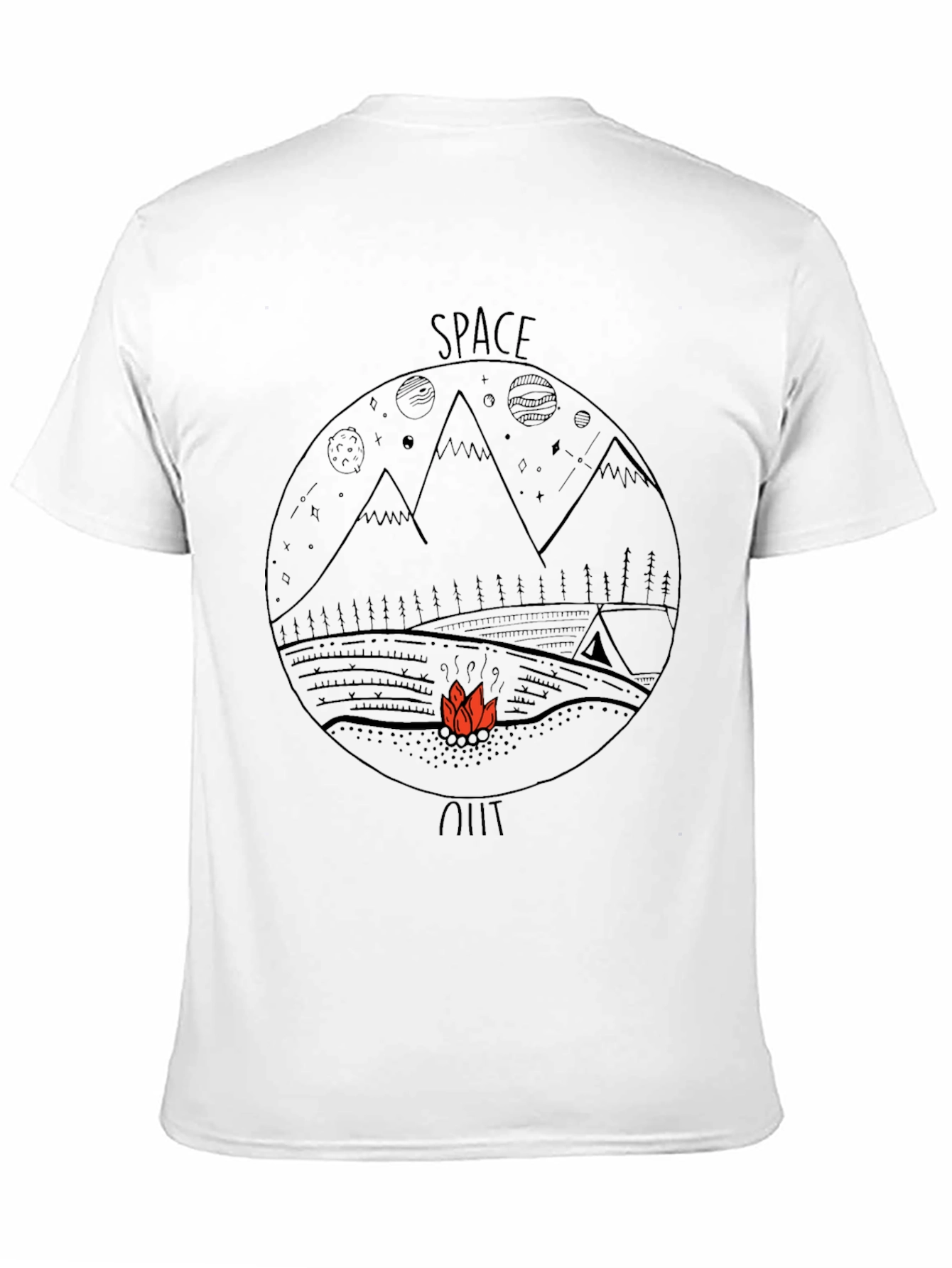 Space Out Graphic Tee - Black Cotton Casual T-Shirt