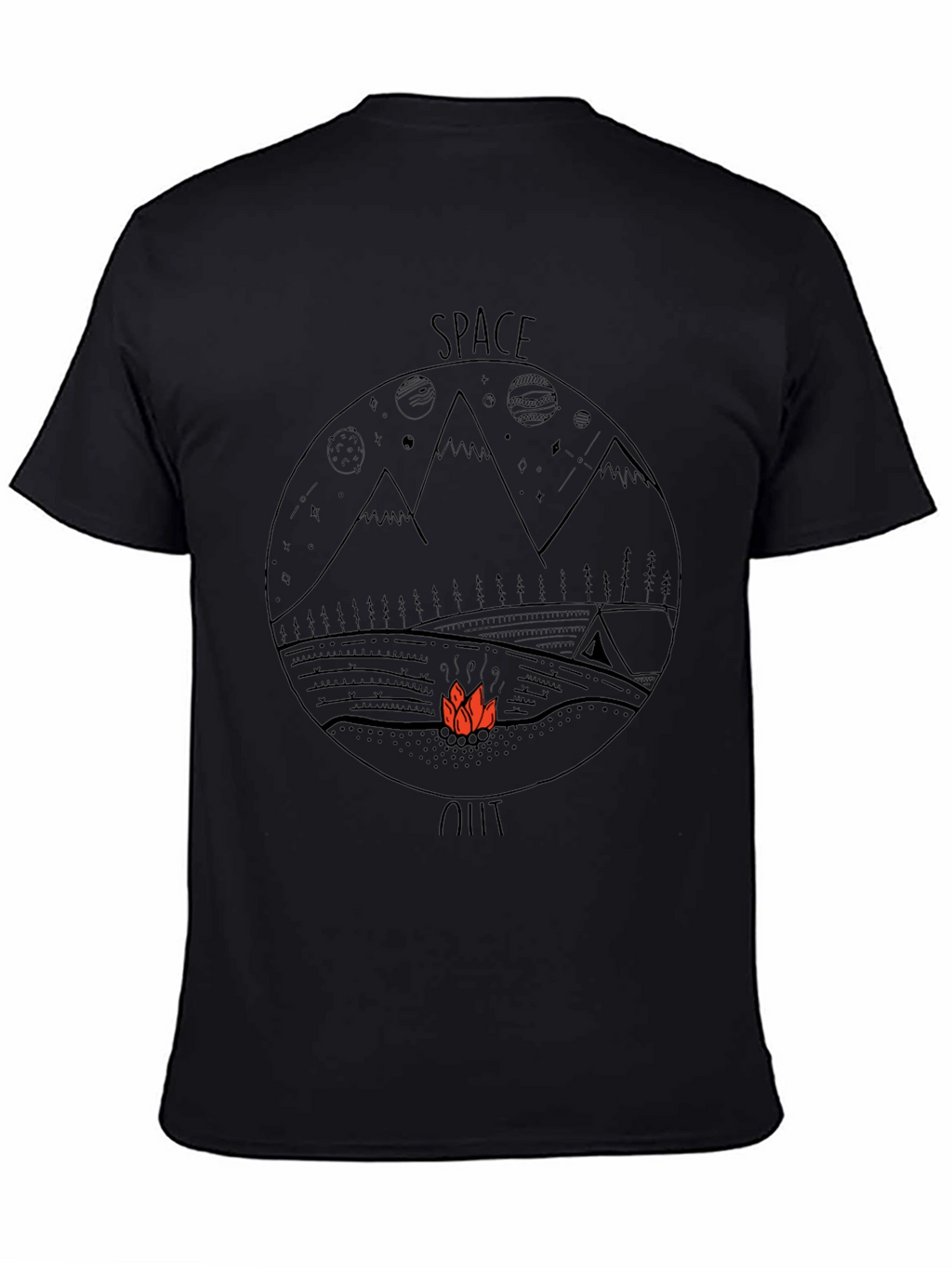 Space Out Graphic Tee - Black Cotton Casual T-Shirt