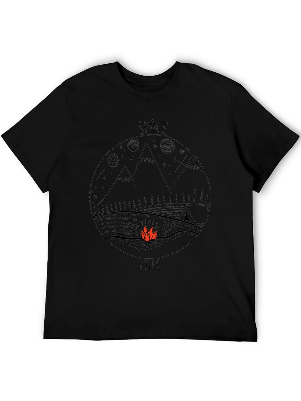 Space Out Graphic Tee - Black Cotton Casual T-Shirt