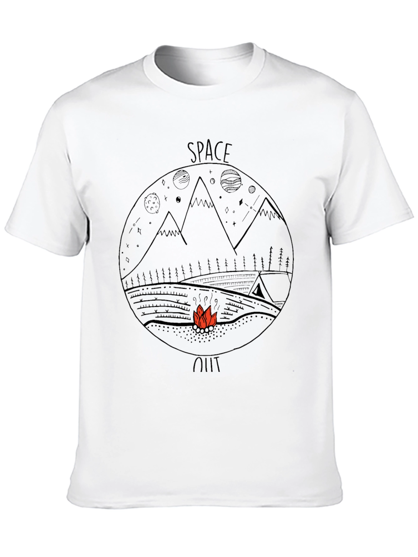 Space Out Graphic Tee - Black Cotton Casual T-Shirt