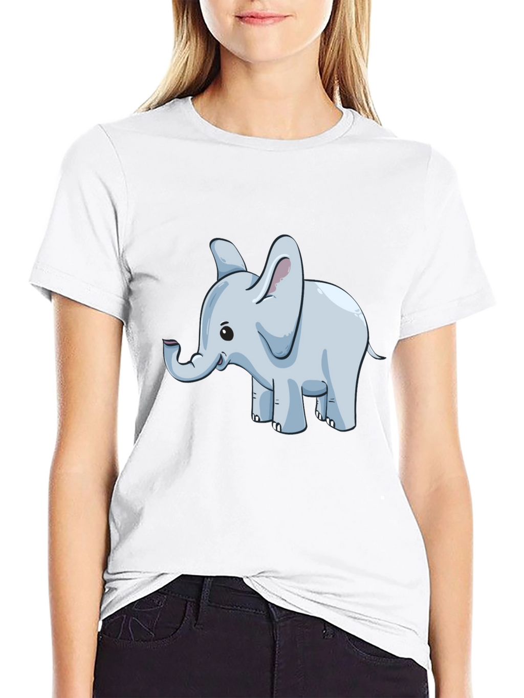 Cute Elephant Graphic T-Shirt - Black