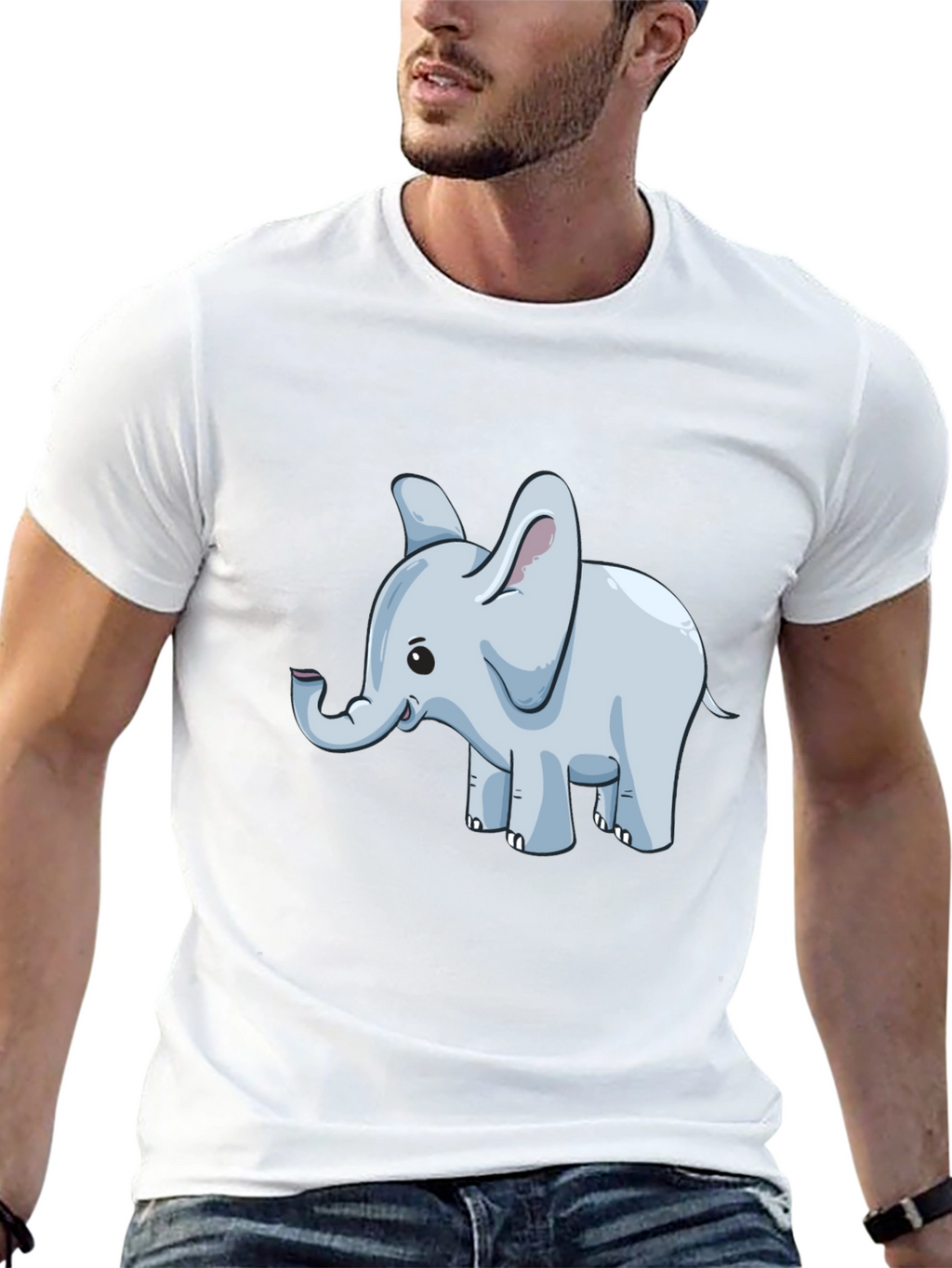 Cute Elephant Graphic T-Shirt - Black