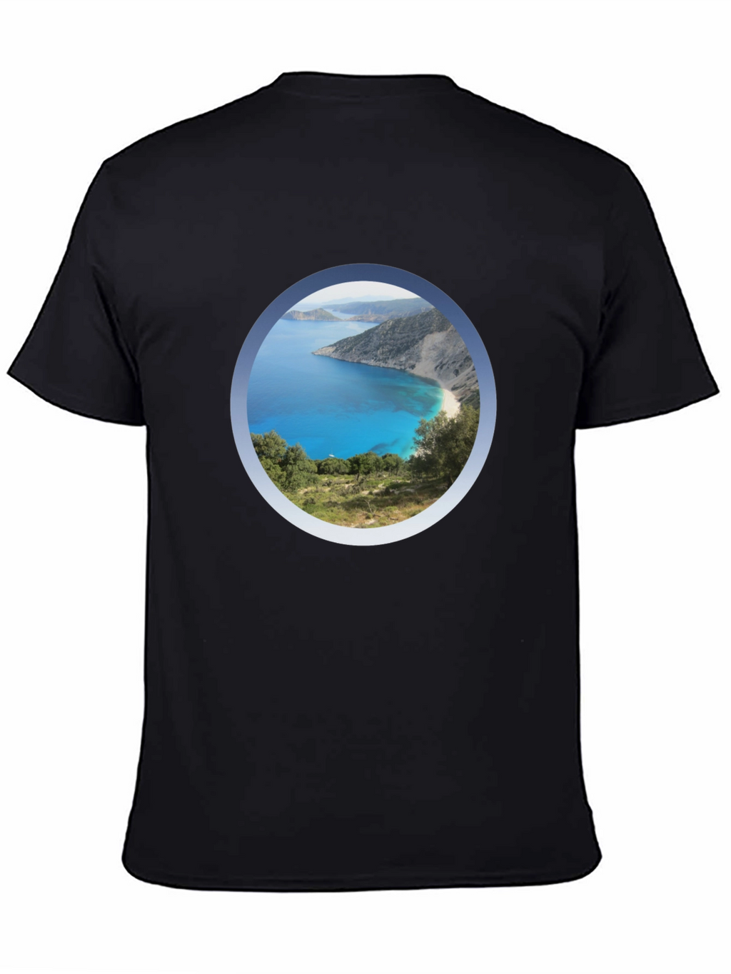 Scenic Beach View Black T-Shirt