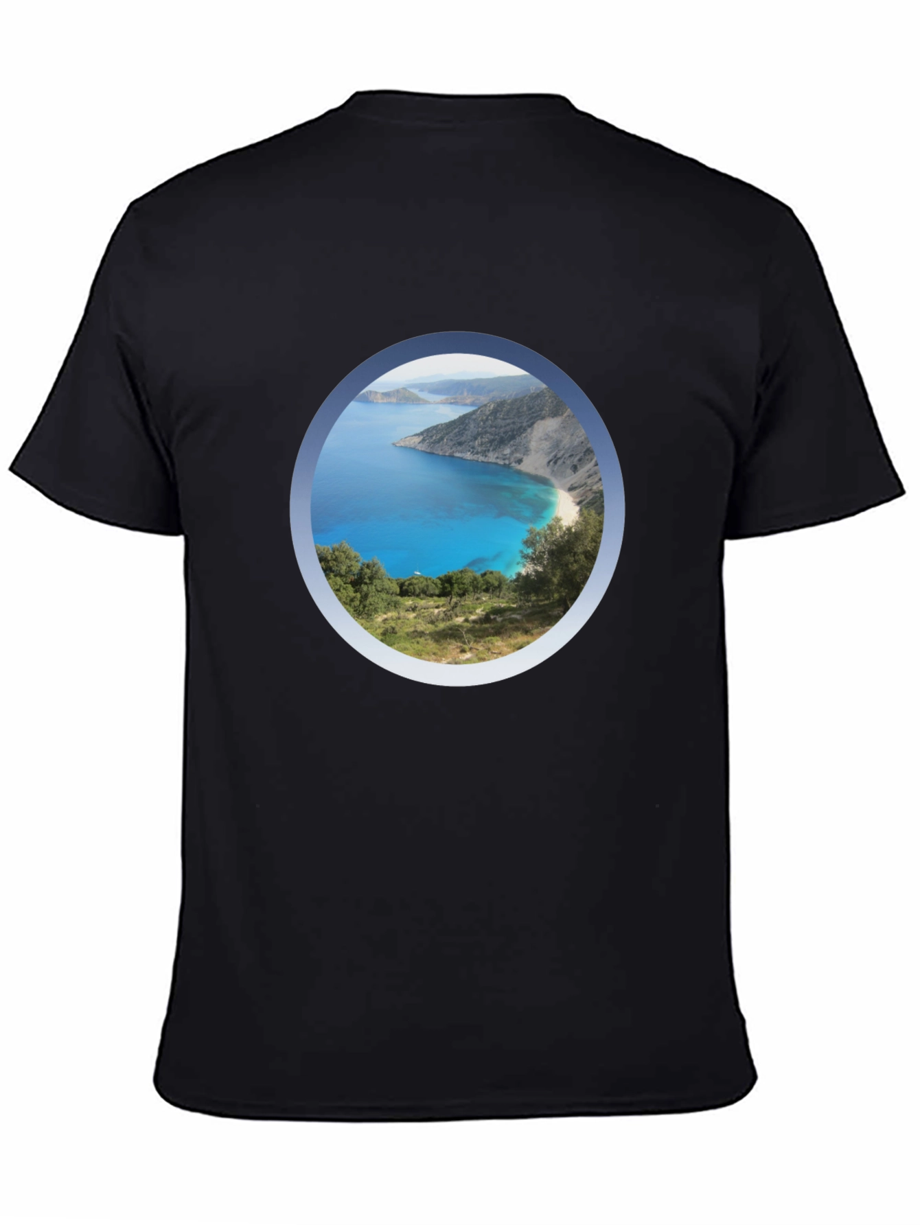 Scenic Beach View Black T-Shirt