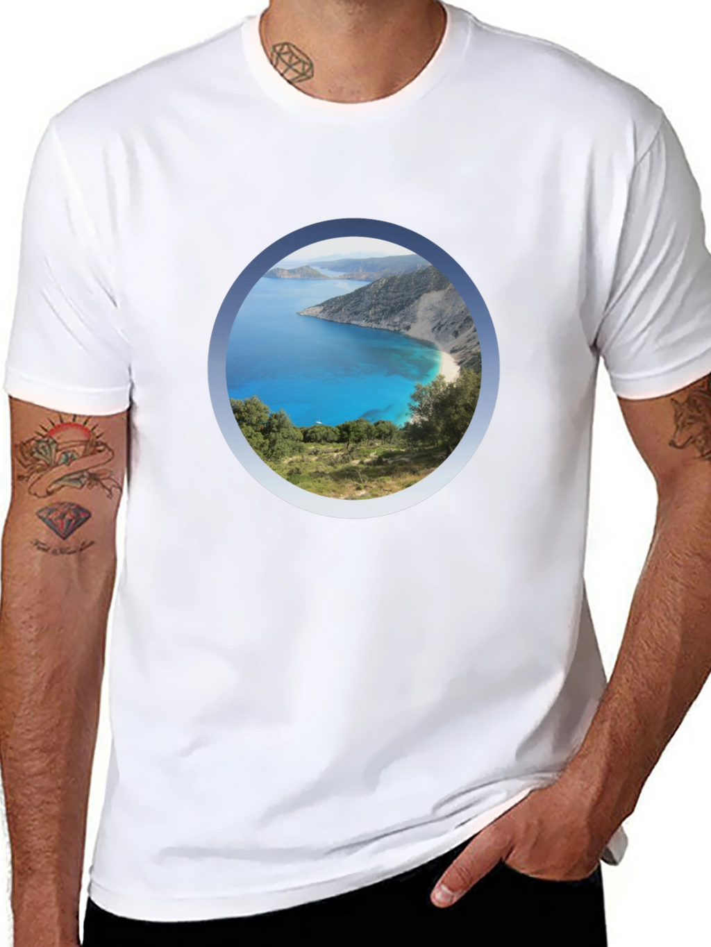 Scenic Beach View Black T-Shirt