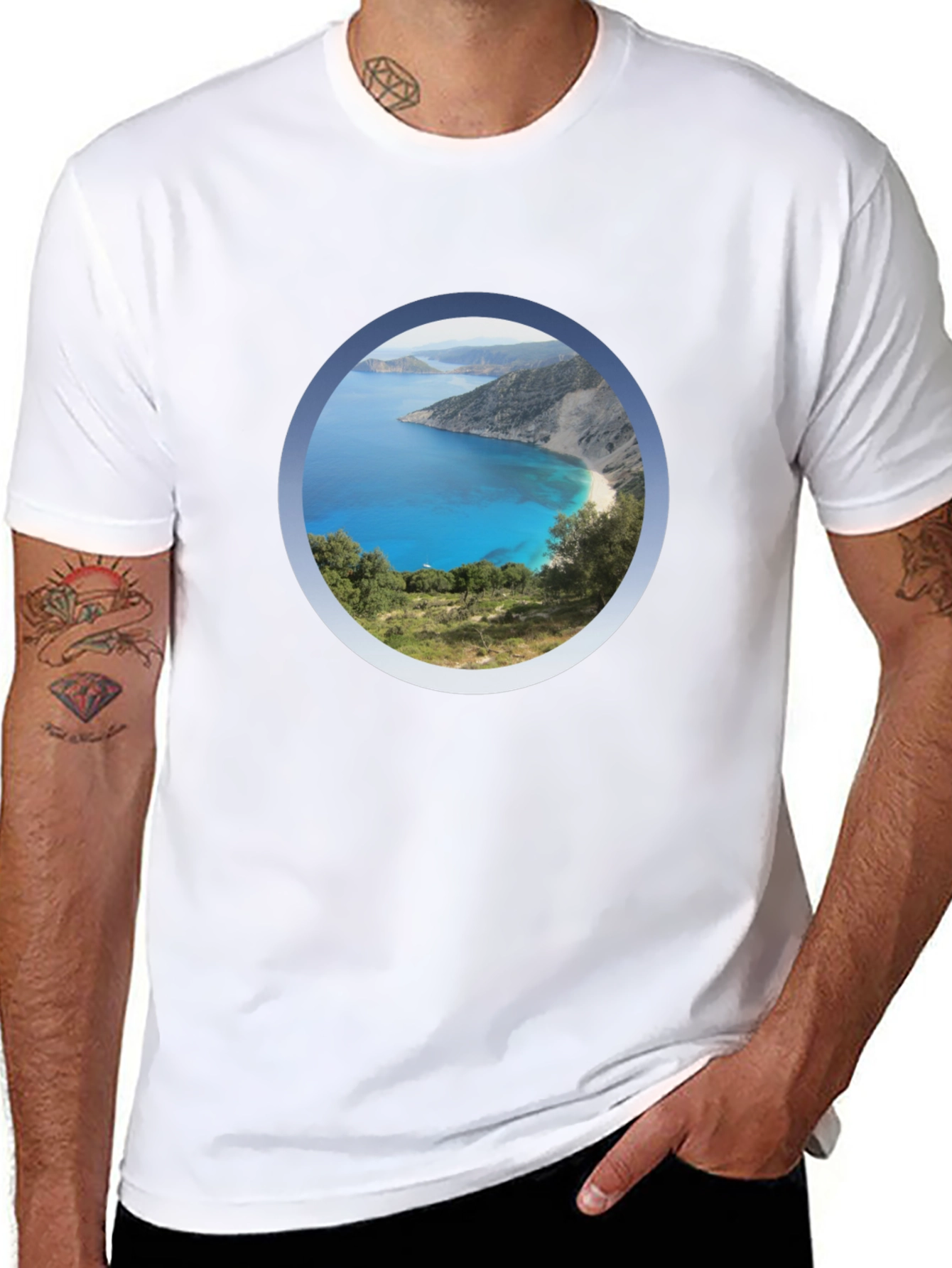 Scenic Beach View Black T-Shirt