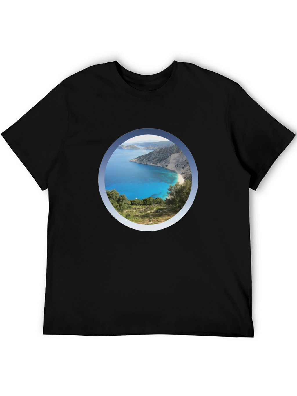 Scenic Beach View Black T-Shirt