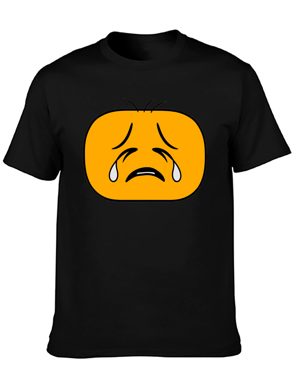 Sad Emoji Graphic Tee - Black Cotton T-Shirt