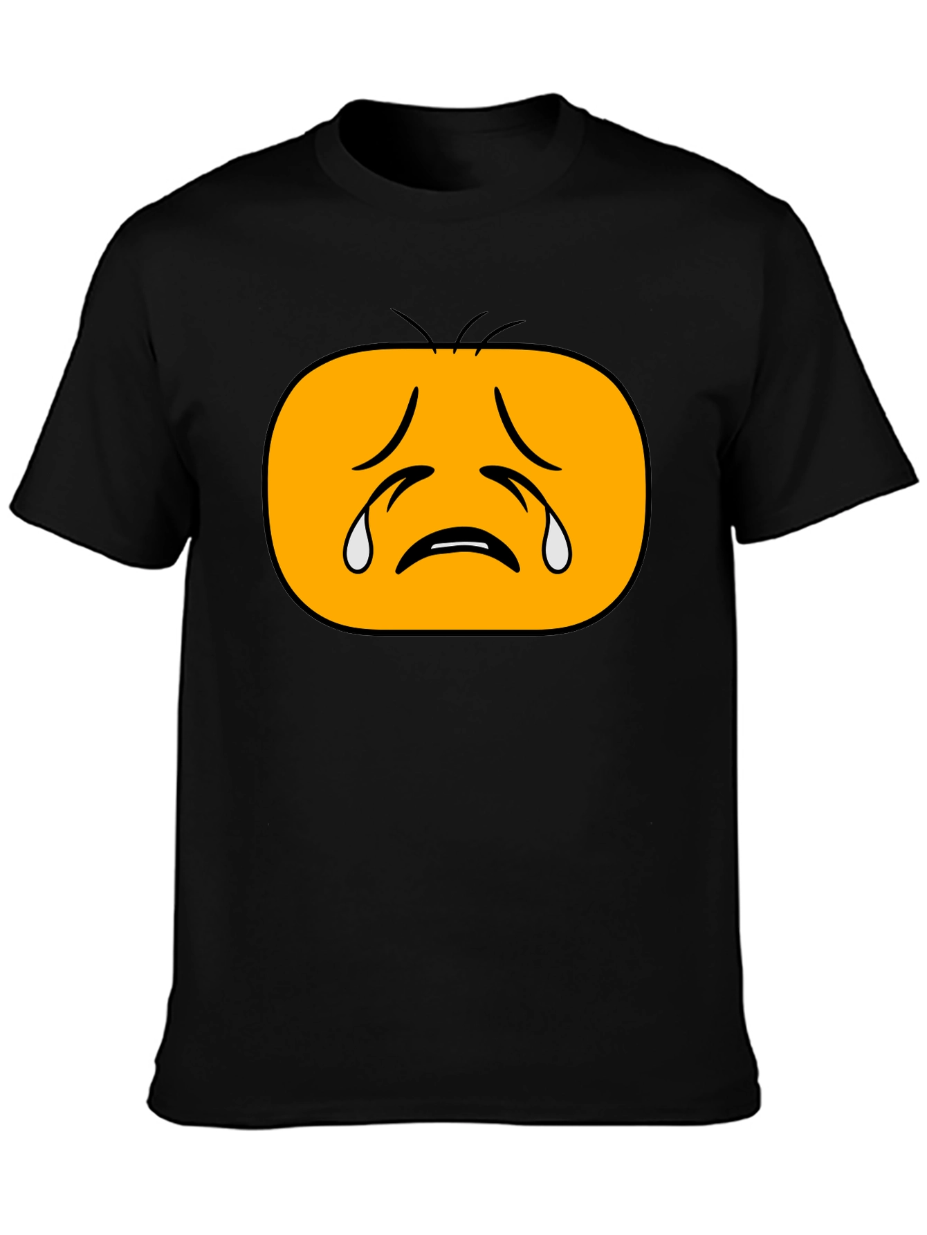 Sad Emoji Graphic Tee - Black Cotton T-Shirt