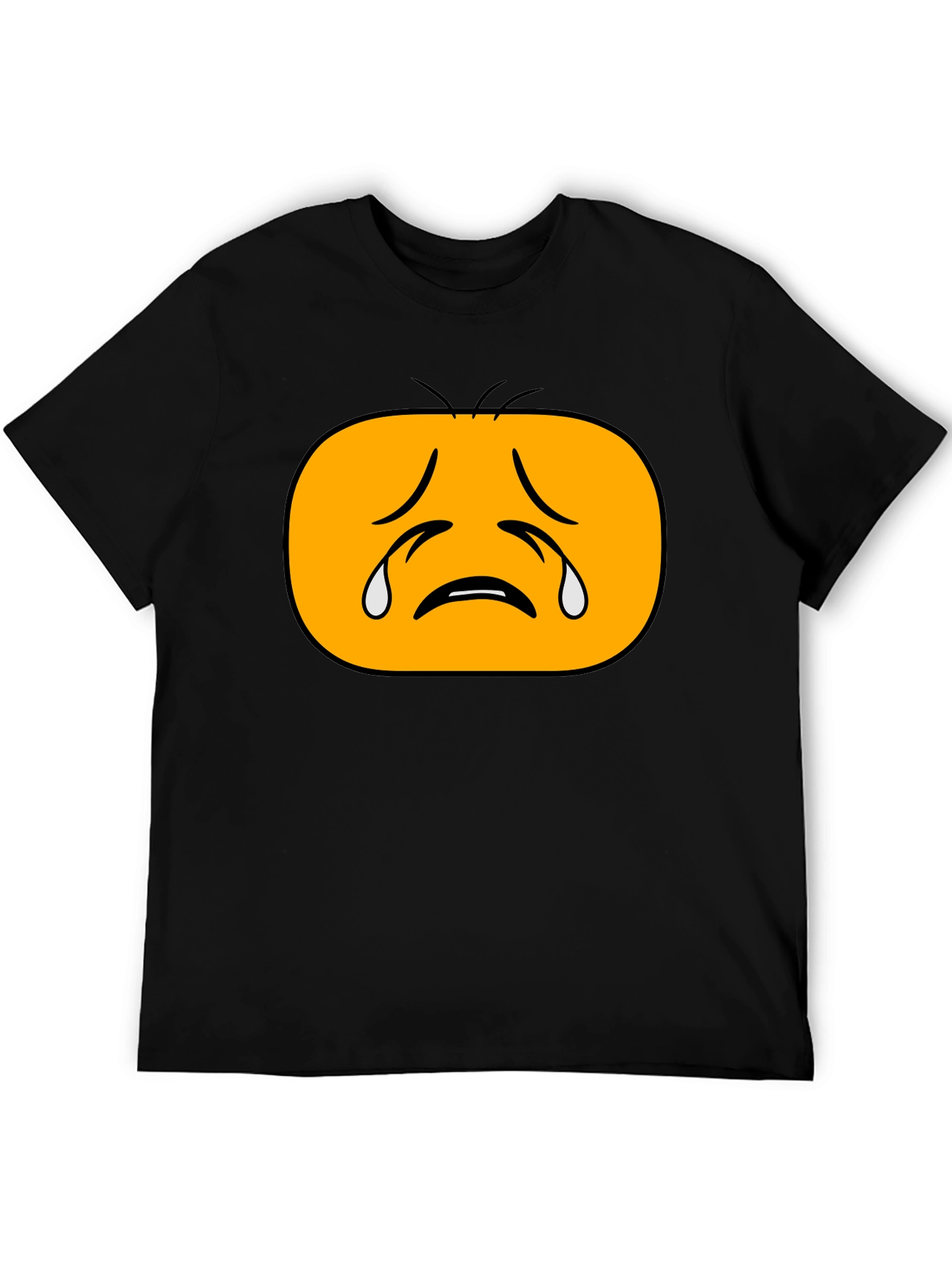 Sad Emoji Graphic Tee - Black Cotton T-Shirt
