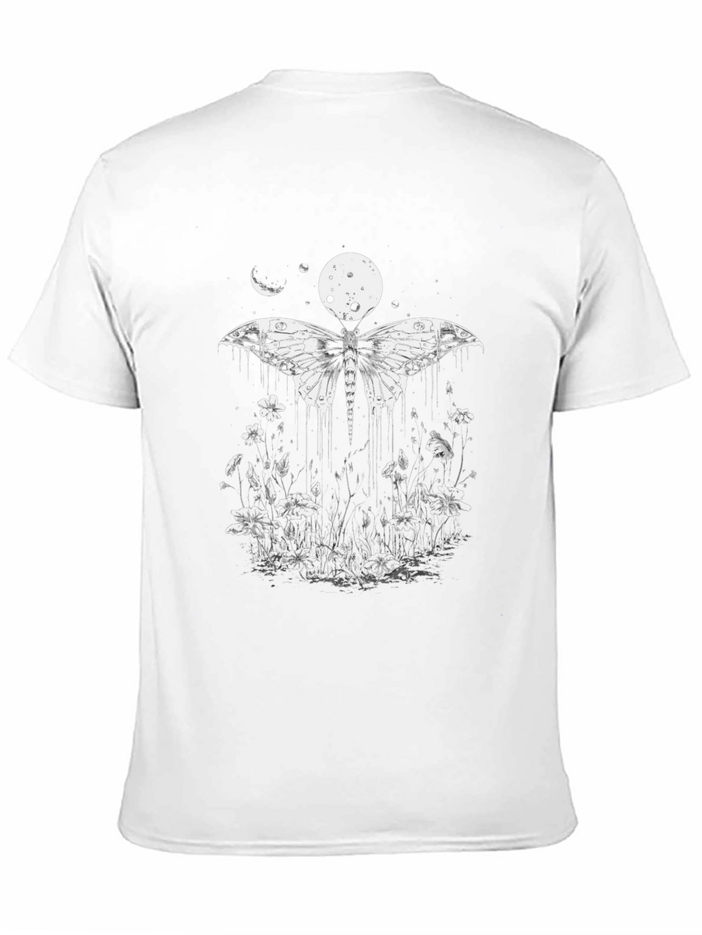 Moth & Moon Graphic Tee - Black Cotton T-Shirt