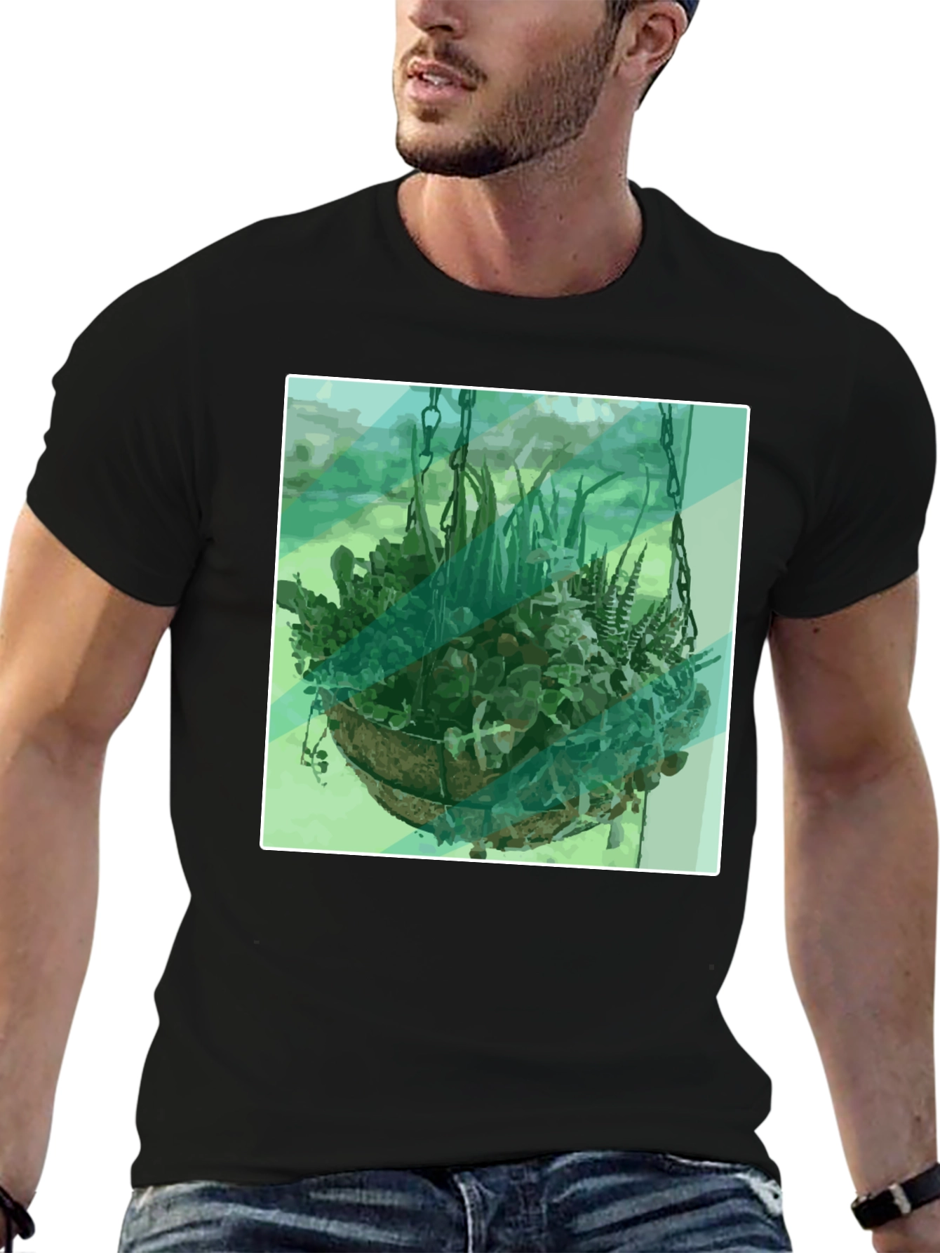 Botanical Basket T-Shirt - Hanging Garden Design