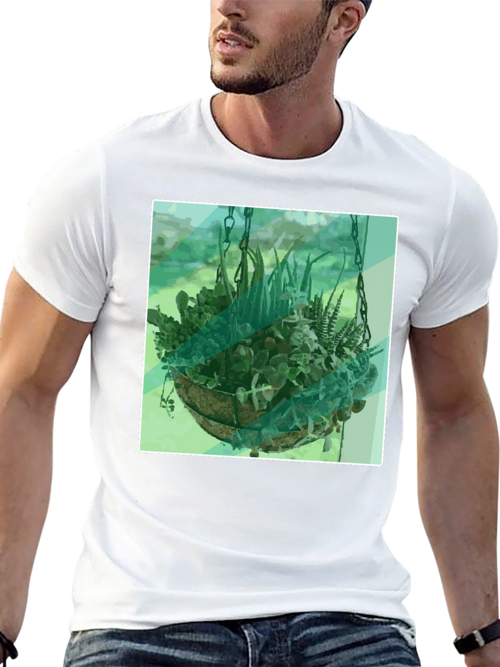 Botanical Basket T-Shirt - Hanging Garden Design