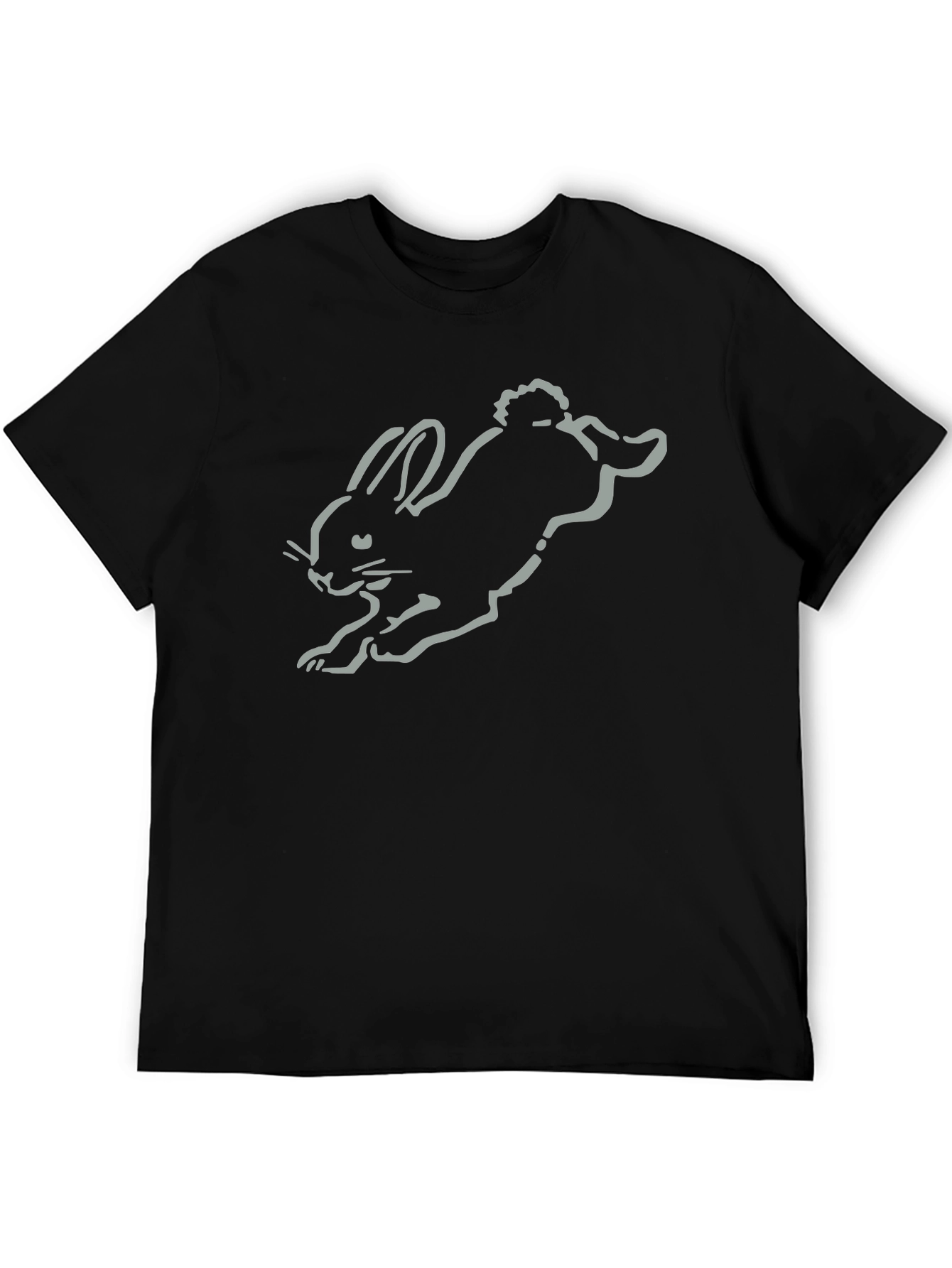 Black T-Shirt with Bunny Graphic