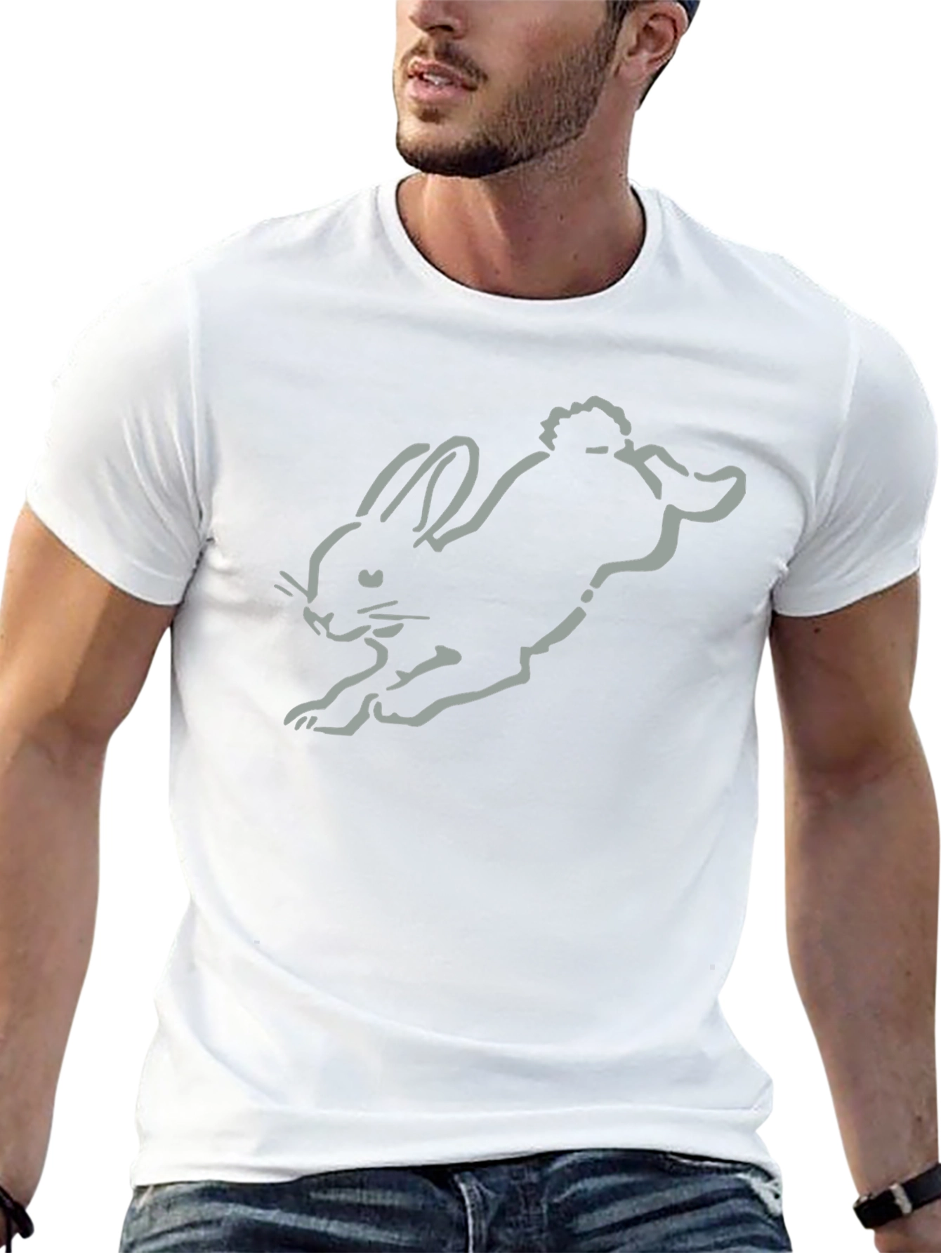 Black T-Shirt with Bunny Graphic