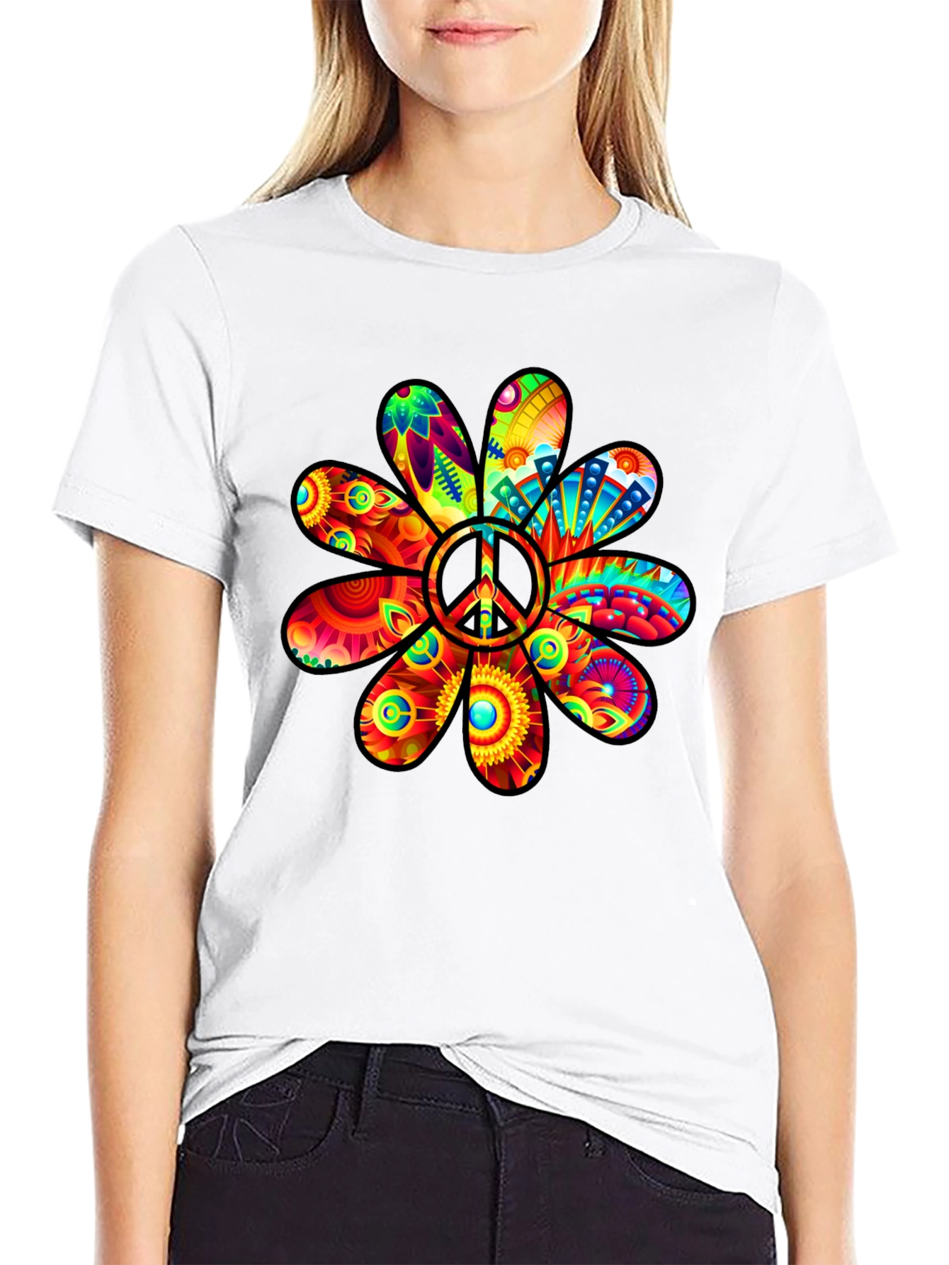 Peace Flower Power T-Shirt - Groovy Graphic Tee