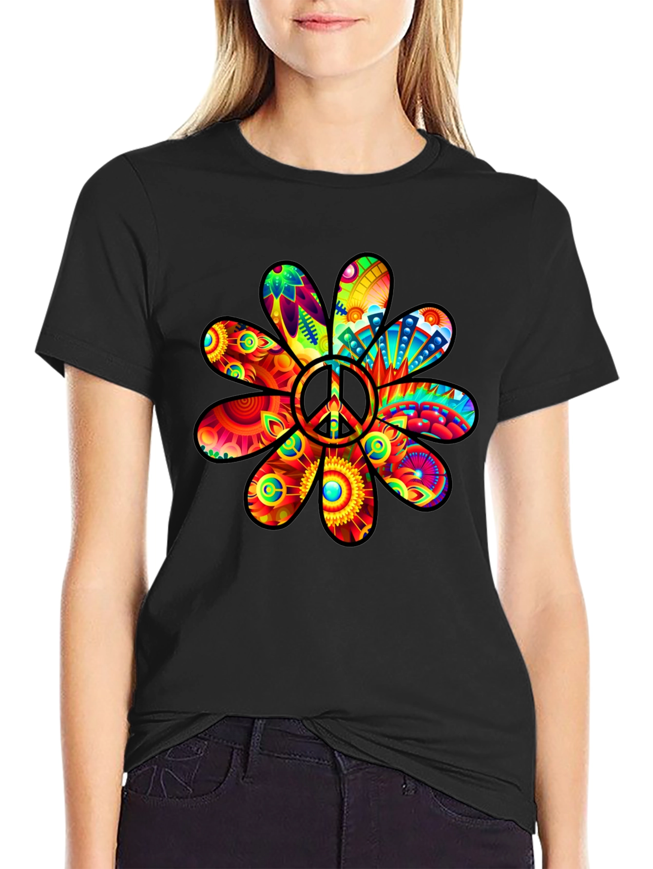Peace Flower Power T-Shirt - Groovy Graphic Tee
