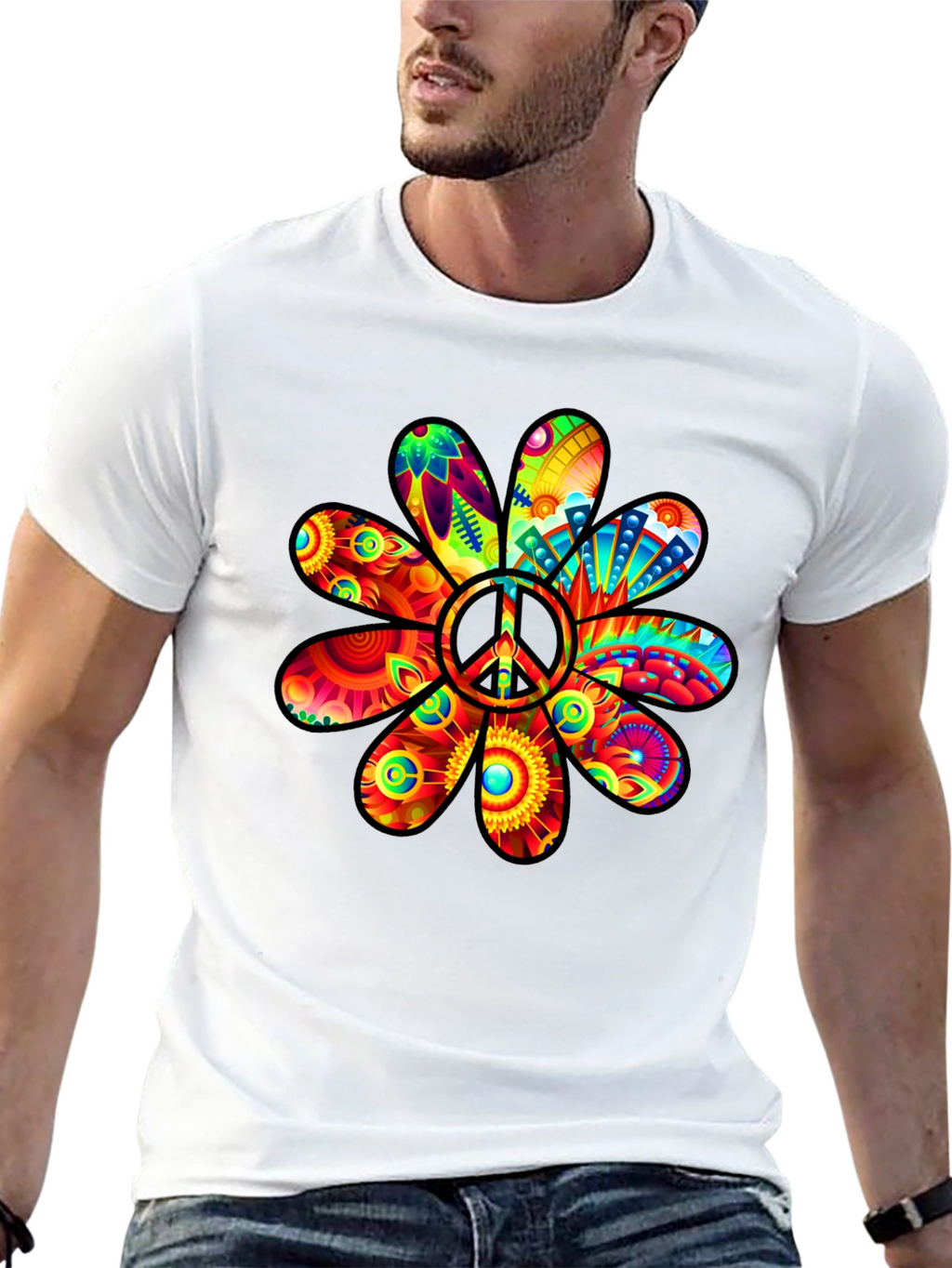 Peace Flower Power T-Shirt - Groovy Graphic Tee
