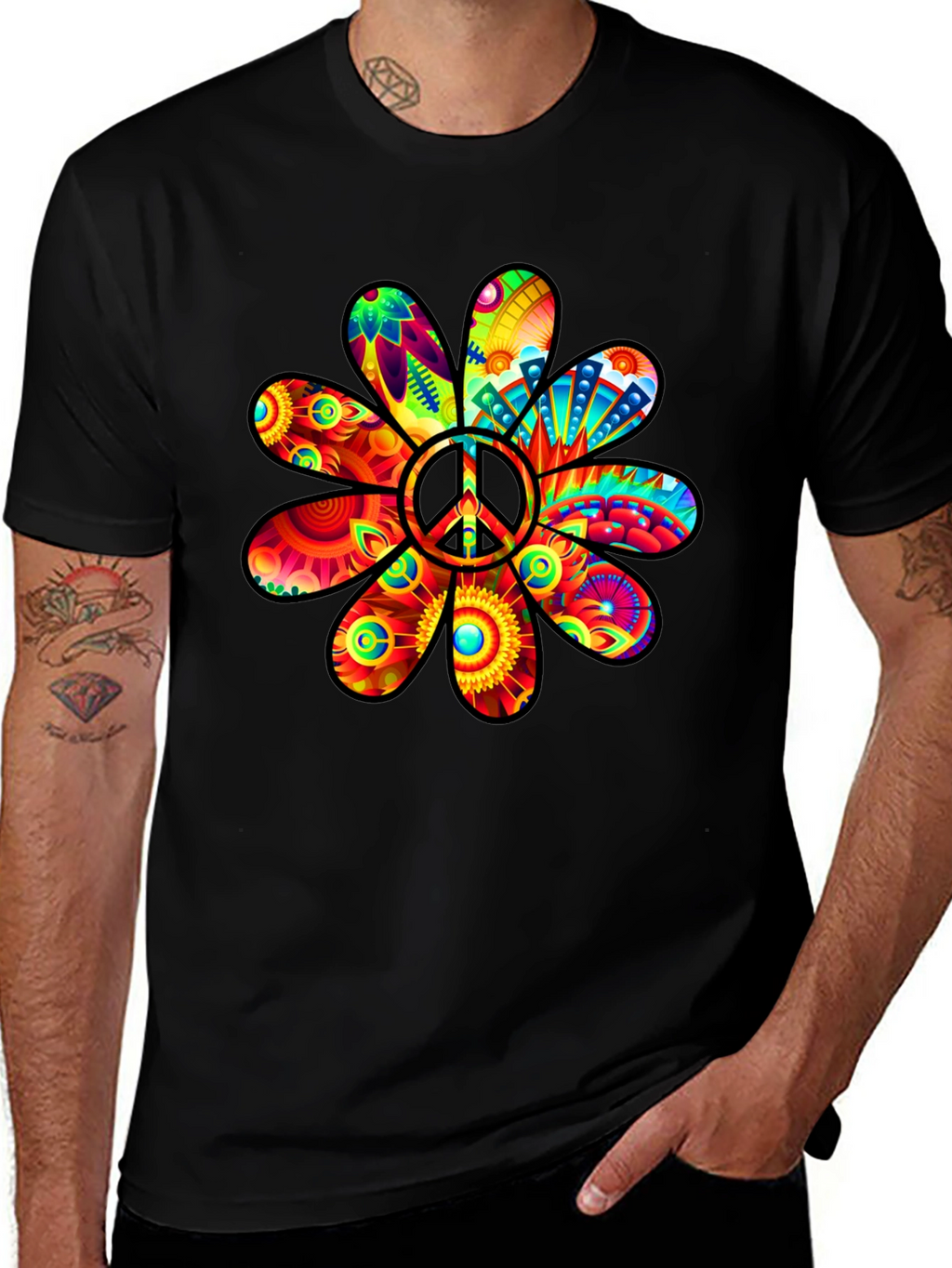 Peace Flower Power T-Shirt - Groovy Graphic Tee