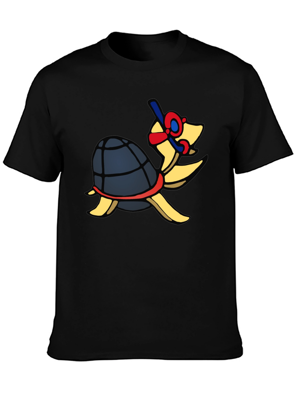 Snorkeling Turtle Graphic Tee - Black Cotton T-Shirt