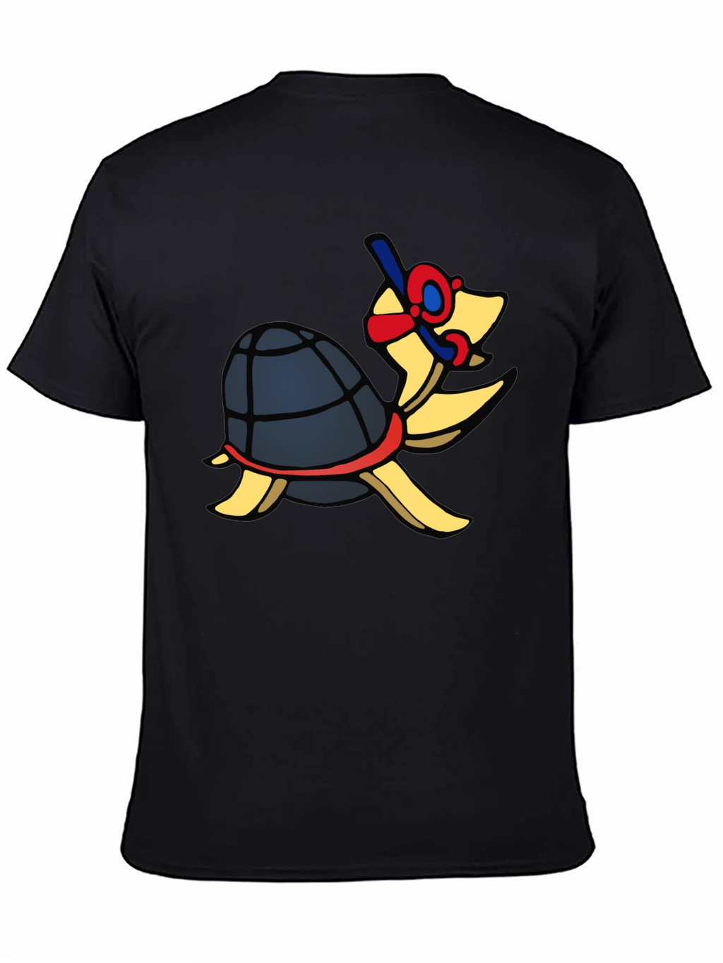 Snorkeling Turtle Graphic Tee - Black Cotton T-Shirt