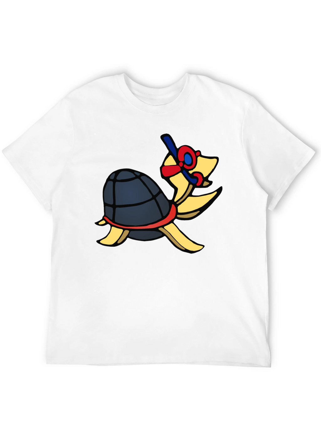 Snorkeling Turtle Graphic Tee - Black Cotton T-Shirt